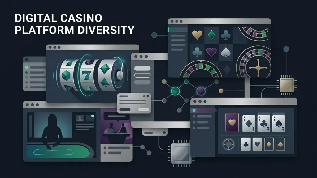 Abstract casino game categories and unbranded slot tiles